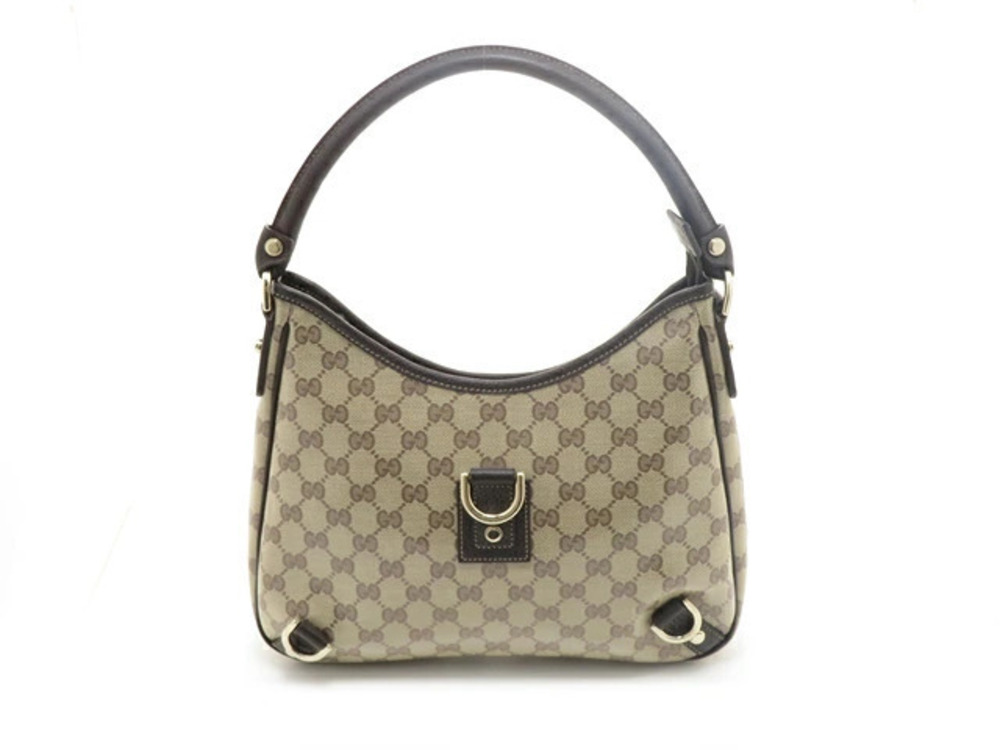 Gucci GG Crystal Abbey Hobo Bag Beige Cream Dark Brown - Picture 1 of 9
